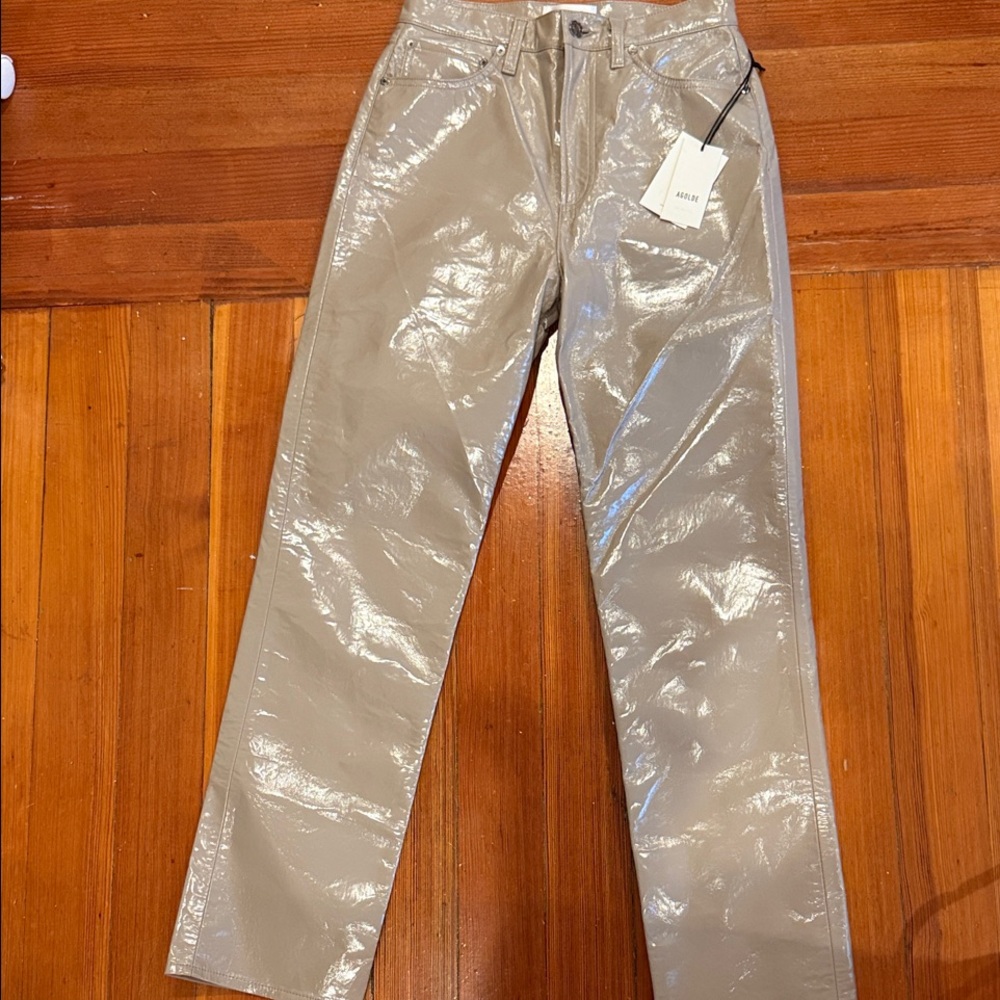 Agolde Glossy Taupe Pants